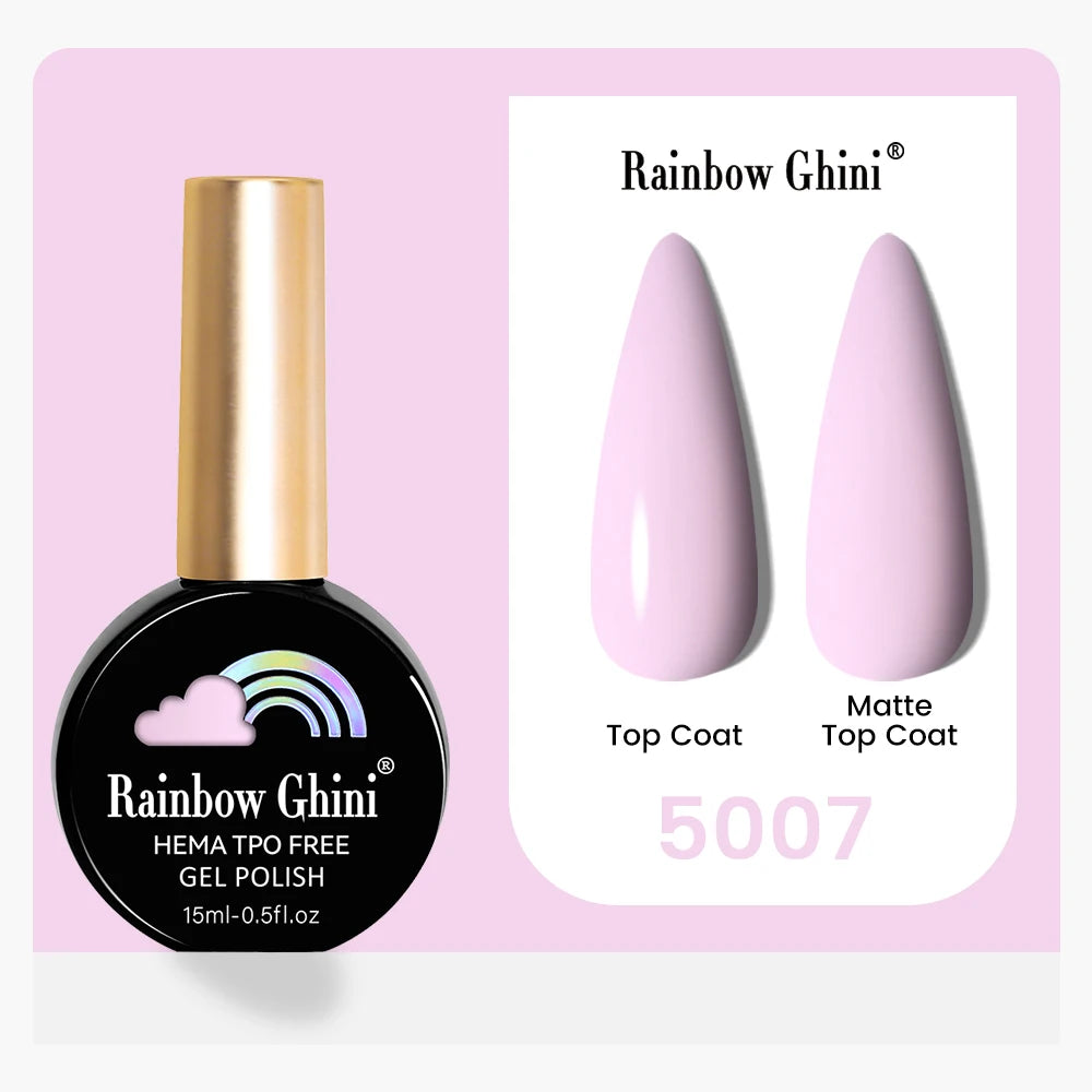 Rainbow Ghini 15ML 146 Colors Long-Lasting Colorful Gel Nail Polish Professional UV/LED Gel Polish Base Coat Matte Top Coat