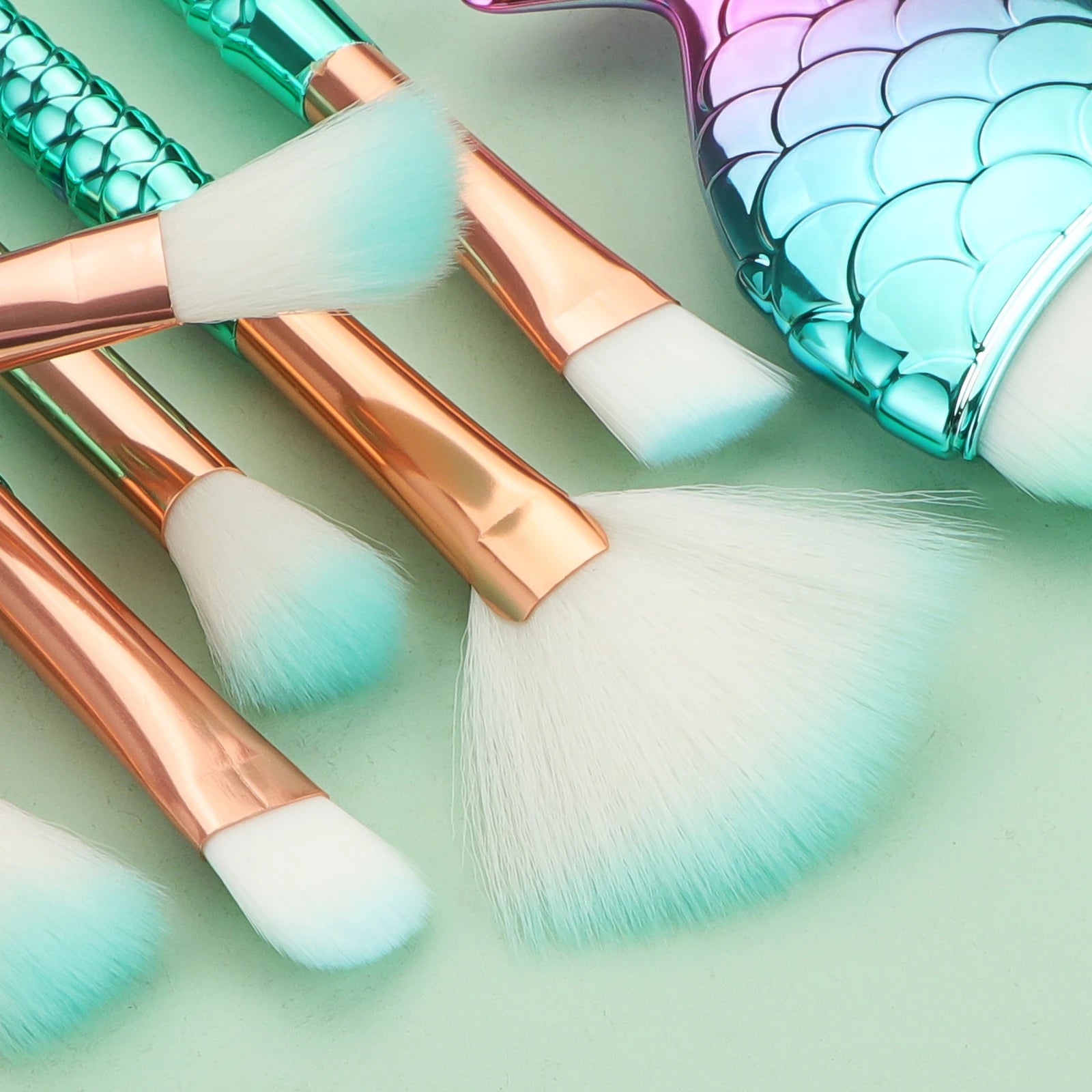 11 pcs mermaid makeup brushes, fish tail makeup brush set, beauty tools
