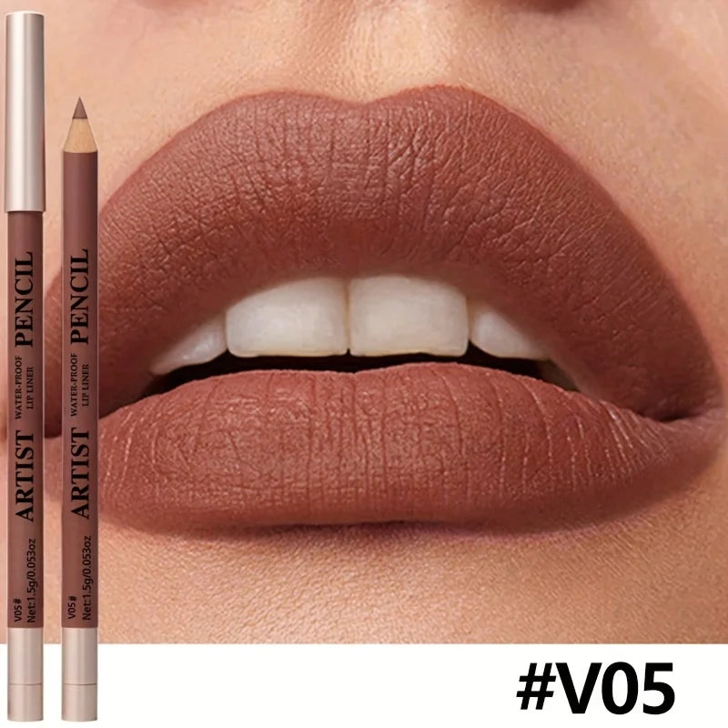 Matte Lip Liner Pencil Water-Resistant Long-Lasting Non-Dry Formula All Beige Types Matte Lip Makeup for Lipstick &Glossy Liners