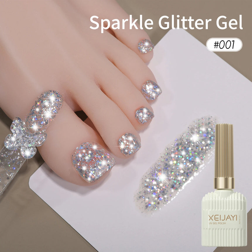 1/ 10pcs 15ML Glitter Silver Color Nail Gel Polish Semi-permanent Varnish Soak Off Nail Art  UV LED Gel Manicure For Summer
