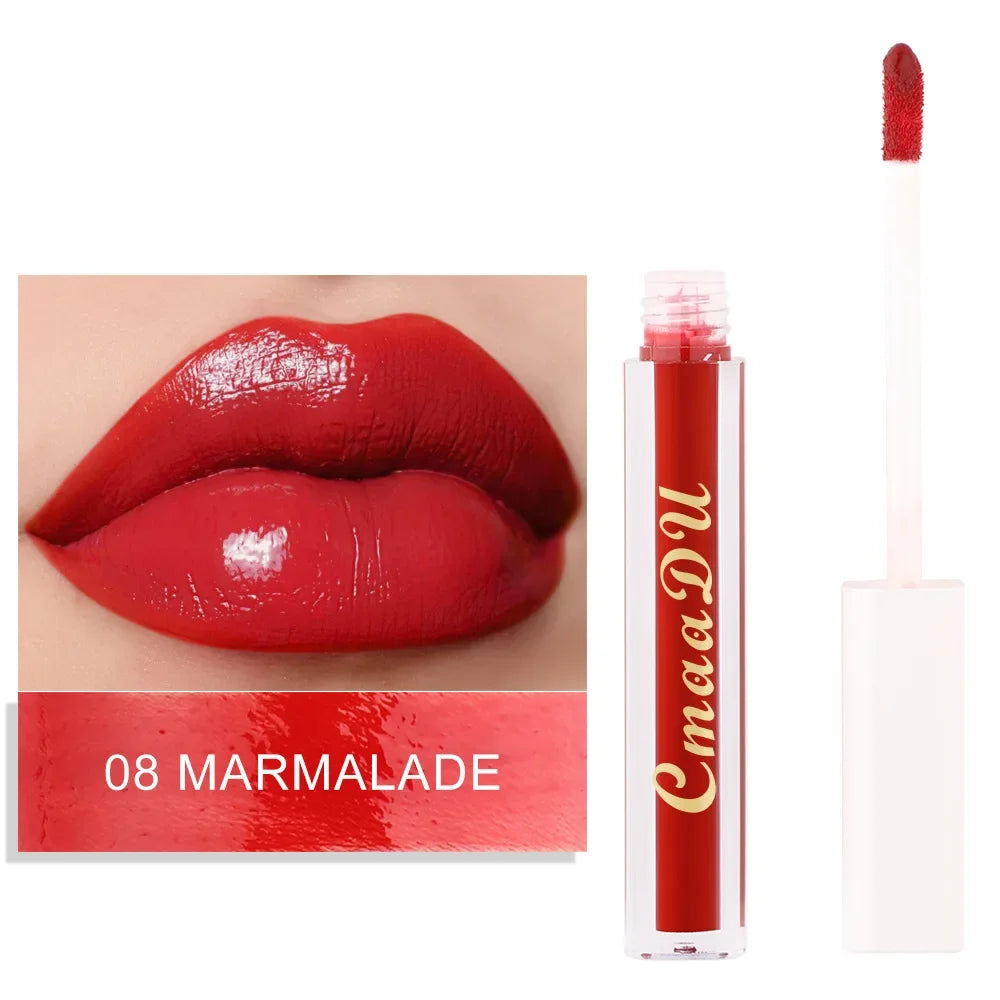 CmaaDu 8Color Lip Gloss Matte Creamy Cup Lipstick Satin Finish Makeup Liquid Lipgloss Lipstick Long Lasting Glossy Lip Cosmetic