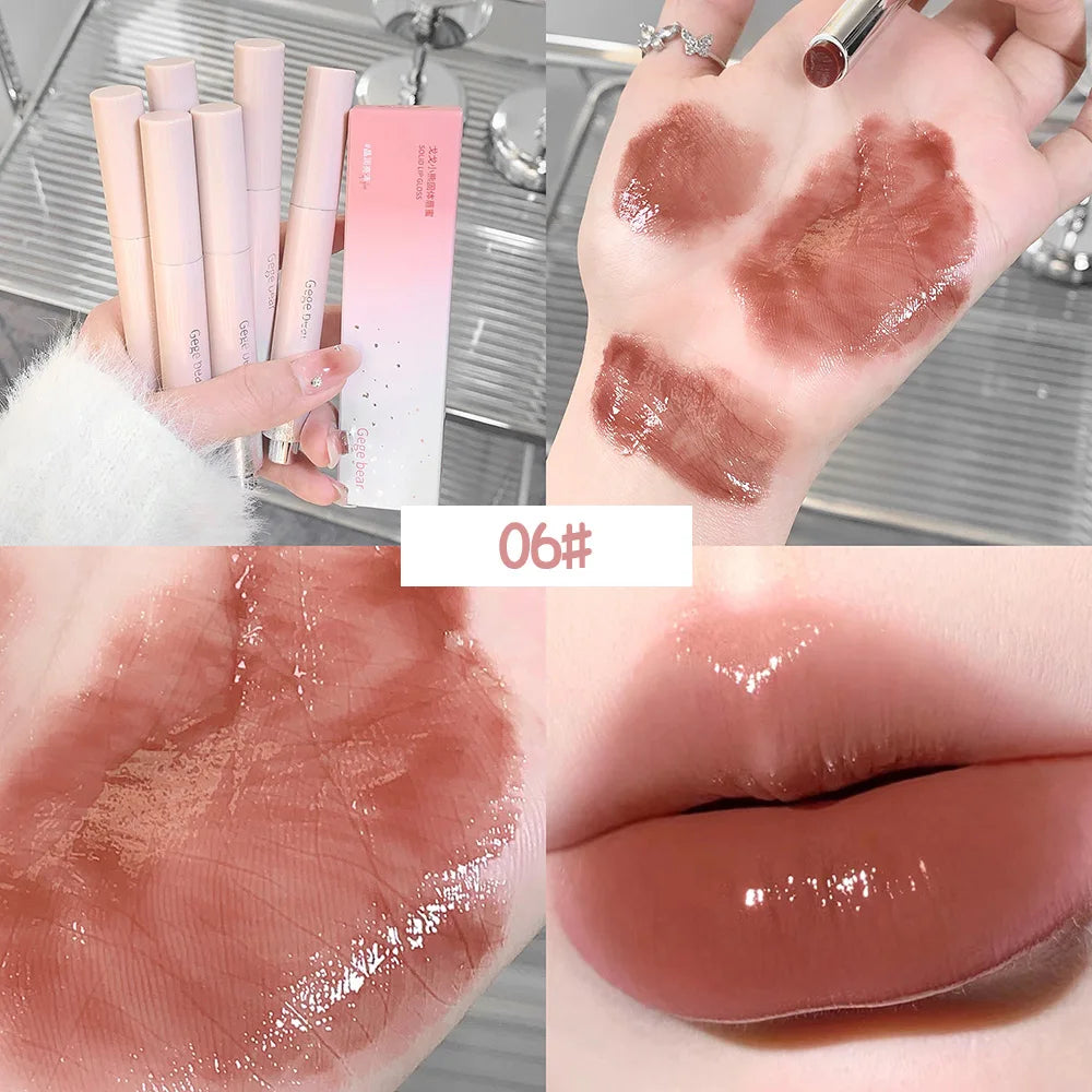 Snowy Design Solid Watery Lipstick Mirror Moisturizing Nourishing Lip Balm Beautiful Colors Suitable for Winter