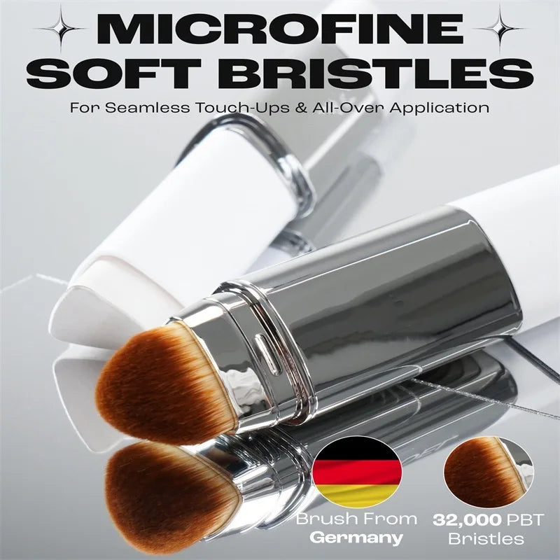 2-in-1 Color-Changing Foundation Stick - With Brush & Cream, Lightweight & Waterproof, Blends Seamlessly & Natural Finish