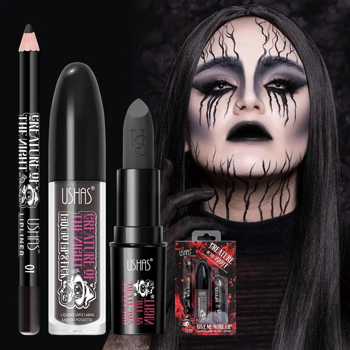 Velvet Matte Lipstick Long Lasting Set Waterproof Lip Gloss Non Transfer High Color Intensity Combo Makeup Liner Halloween