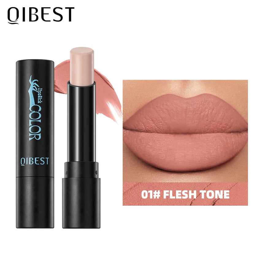 QIBEST Nude Velvet Matte Lipstick Long-lasting Highly Pigmented Lip Tint Not Stick Cups Red  Green Orange Black White Lip Stain