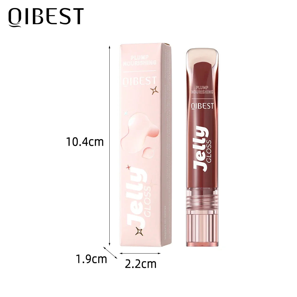 QIBEST Mirror Pearl Lip Gloss Long Lasting Moisturizing Lipstick Shine Glitter Lip Glaze Women Non Stick Cup Lip Tint Cosmetics