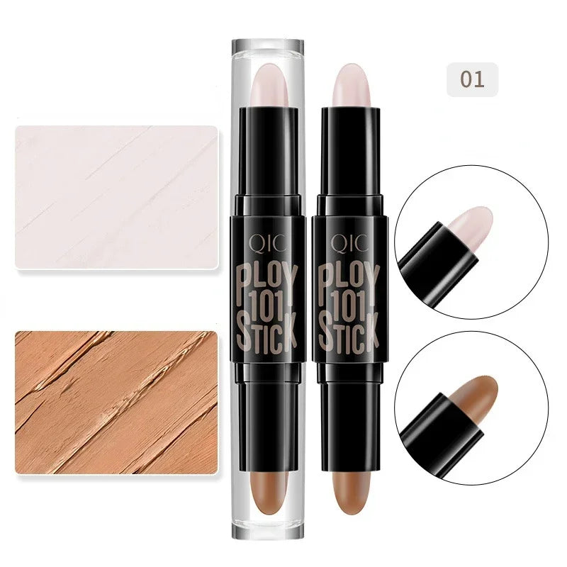 QIC/YANQINA Double-headed Concealer Stick Three-dimensional Repair Volume Brighten Face Highlight Concealer Pen Makeup