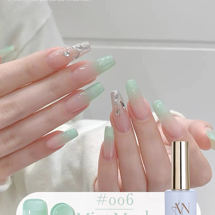 MIANEL1-12pcs 12ML Pink Blue White Green Series With Explosive Glitter Gel Nail Polish, Popular Yun Brocade Diamond Gel Polish