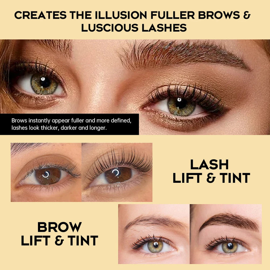 Gollee Lash and Brow Tinting Perm Kit Black Natural Eyelash Lifting Perm Treatment Makeup tools 4-6 Weeks For Lash Curler Perm