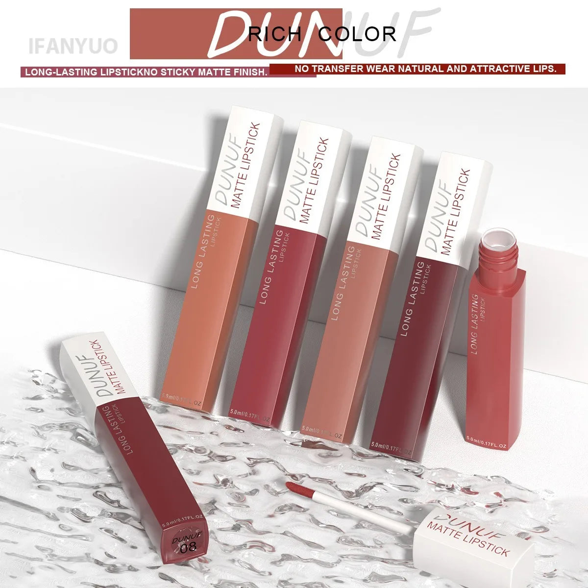 Non Stick Cup Liquid Lipstick Dark Purple Long Lasting Lip Gloss Matte Velvet Finish Resistant To Fading Waterproof Lip Cosmetic