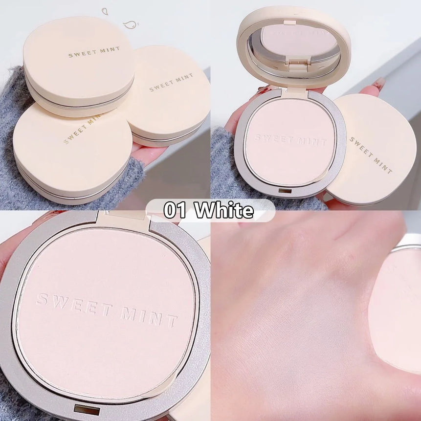 Pressed Powder Transparent White Brighten Oil Control Waterproof Lasting Natural Face Makeup Powder Cosmetic