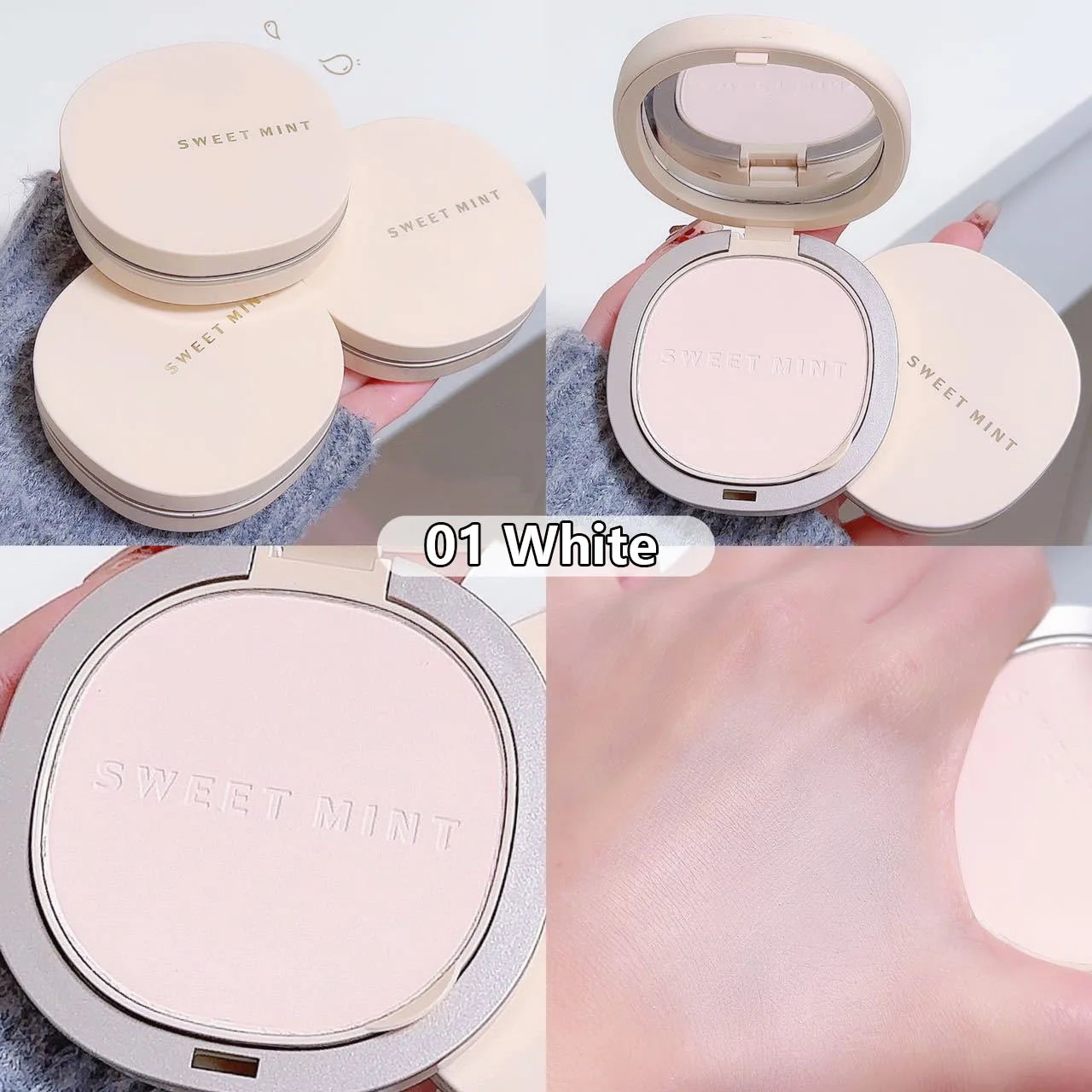 Pressed Powder Transparent White Brighten Oil Control Waterproof Lasting Natural Face Makeup Powder Cosmetic