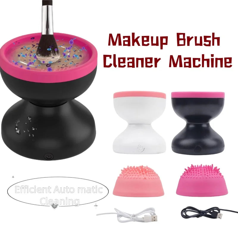 Makeup Brush Cleaner Machine - Electric Silicone Cosmetic Brush Washer & Dryer, Fast Cleaning Tool for Makeup Brushes