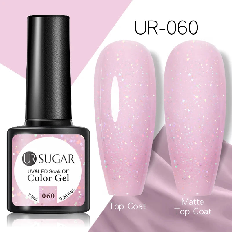 UR SUGAR 7.5ml Rose Glitter Solid Color Gel Nail Polish Jelly Nude Pink Semi Permanent DIY Nail Art UV LED Soak Off Gel