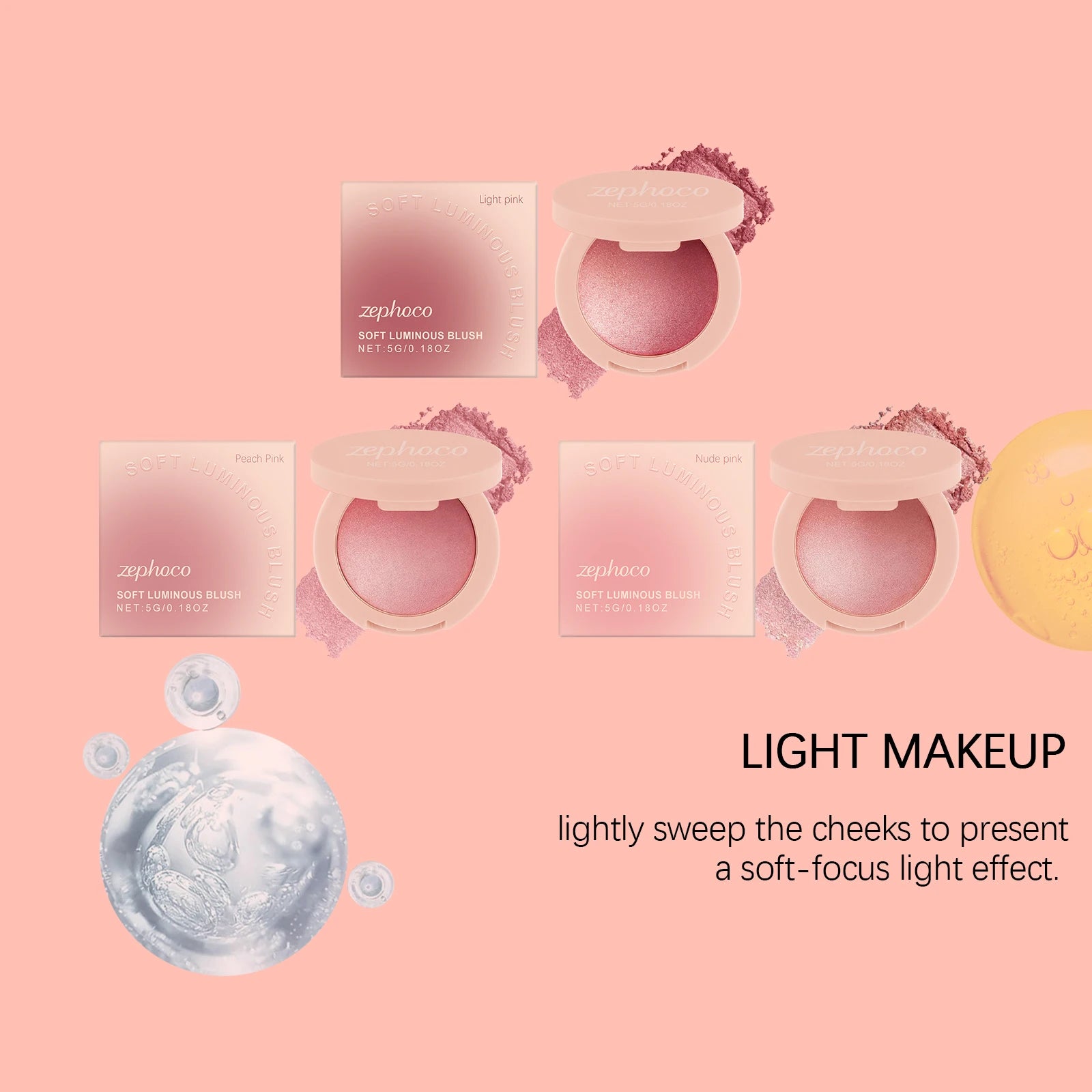Pearl Blush with Soft Light Pink Powder Blush for a Natural Flush Radiant Finish Long Lasting Buildable Delicate Long Lasting