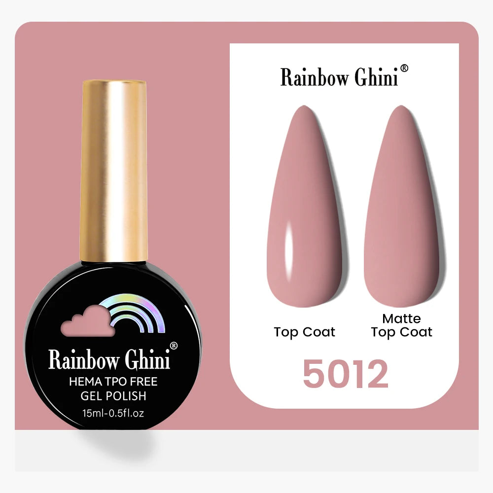 Rainbow Ghini 15ML 146 Colors Long-Lasting Colorful Gel Nail Polish Professional UV/LED Gel Polish Base Coat Matte Top Coat