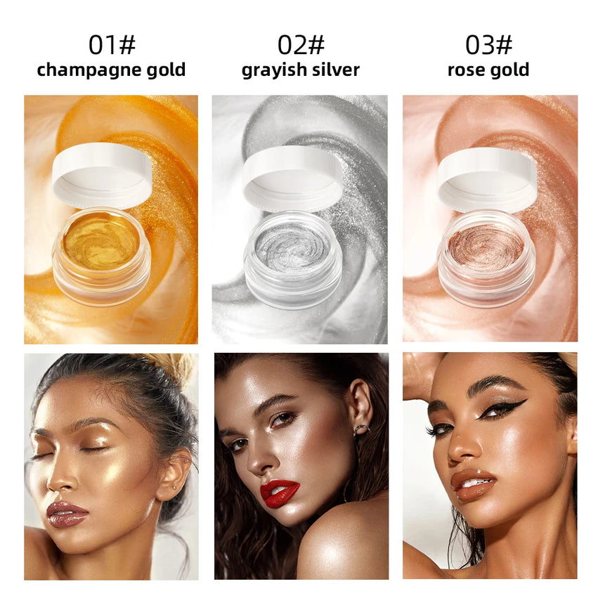 Sparkling Shimmer Highlighter Cream Gel Natural Pearlescent Glitter Face Contour Body Brighten Modify Outline Highlight Makeup
