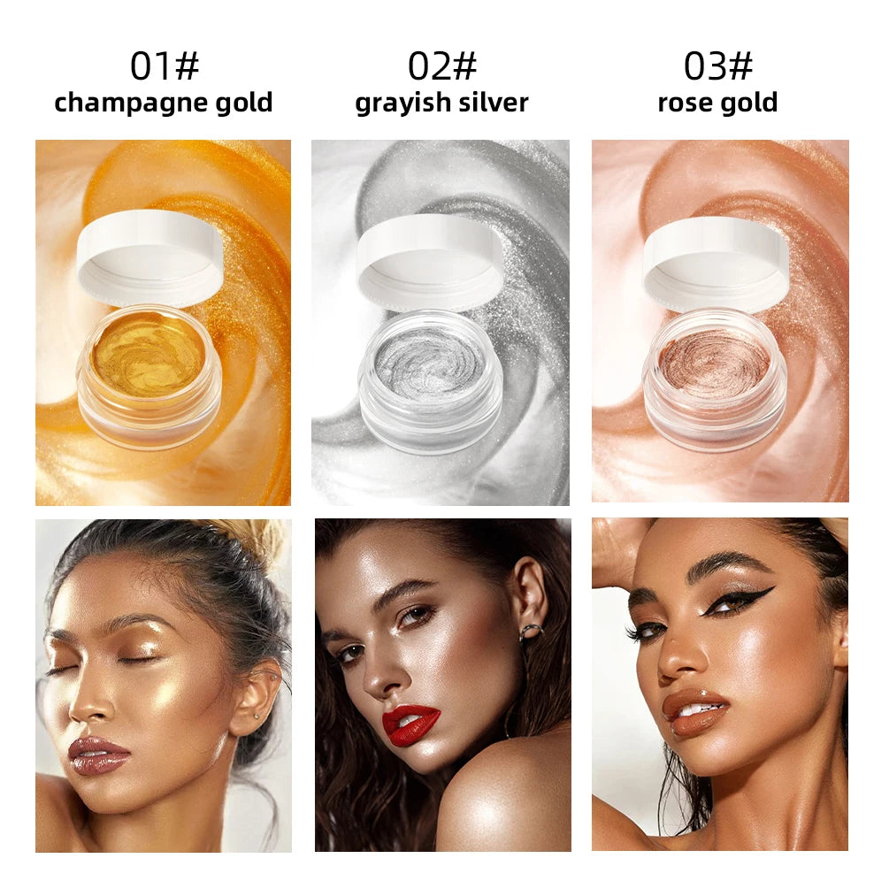 Sparkling Shimmer Highlighter Cream Gel Natural Pearlescent Glitter Face Contour Body Brighten Modify Outline Highlight Makeup