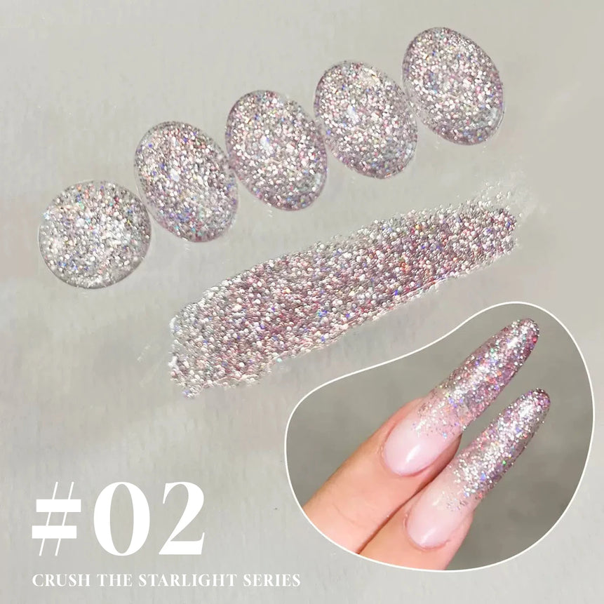 MIANEL1-12pcs 12ML Pink Blue White Green Series With Explosive Glitter Gel Nail Polish, Popular Yun Brocade Diamond Gel Polish
