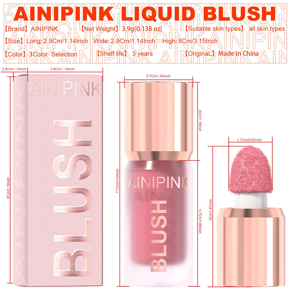 Matte Liquid Blush Cheek Tint Cheek High Pigmented    Long Lasting Transfer-proof Multi-use Natural Flush No Cakey US Stock Y2K