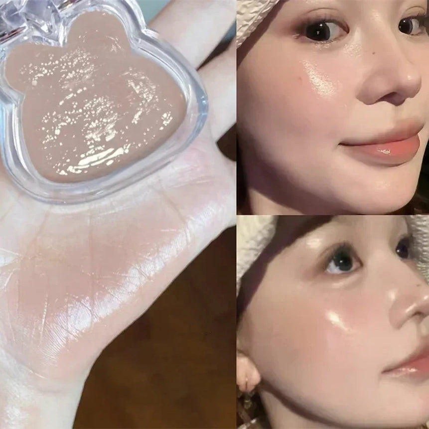 Highlighter cream for face brightening and contouring blusher highlighter stick for natural watery skin lip jelly plate cosmetic