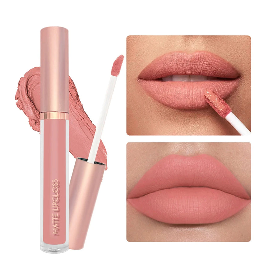 12Colors Creamy Matte Lip Gloss Long-lasting Velvet Non-drying Moisturizing Nude Berry Rose Lipstick Plump Lip Makeup Cosmetics