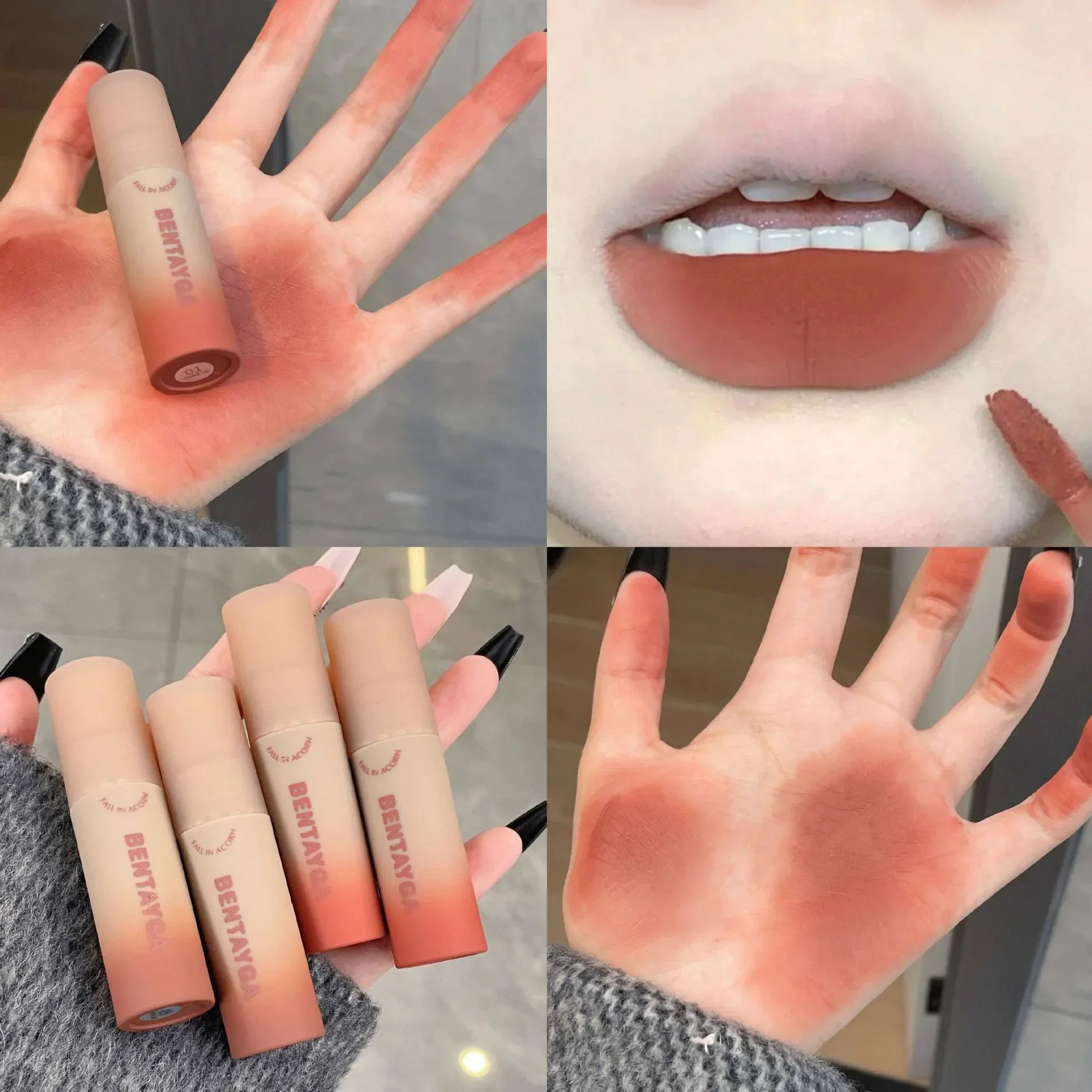 Rose Red Brown Stain Lip Gloss Waterproof Long-lasting Easy To Wear Velvet Lip Mud Autumn/Winter Ambience Korean Makeup Lip Tint