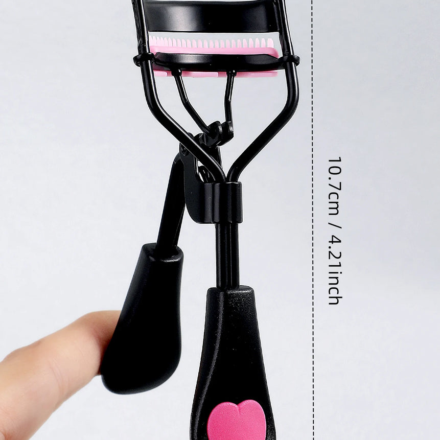 1 stainless steel eyelash curler with comb, lasting shaping big eyes, no harm to eyelashes, suitable for all eye types and eye e