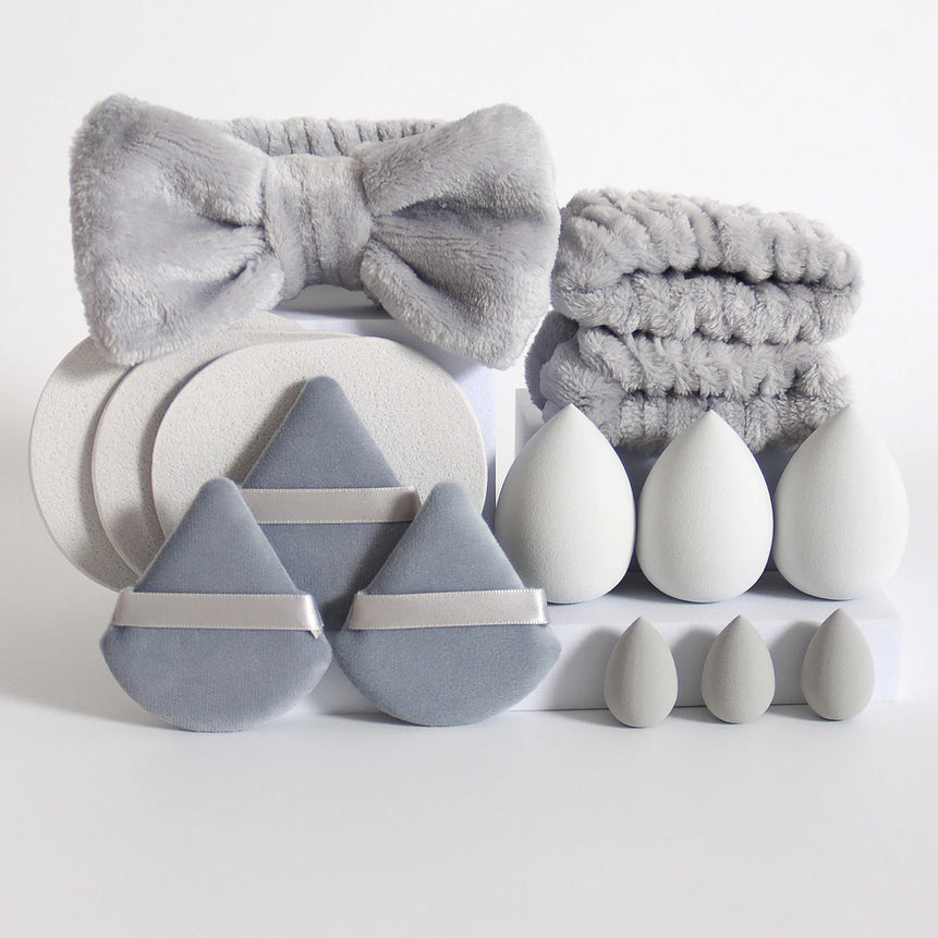 15 件套 Cosmetic Puff Makeup Sponge Blender Beauty Egg Foundation Sponges Puff Wash Face Headband Wristband Make up Accessories