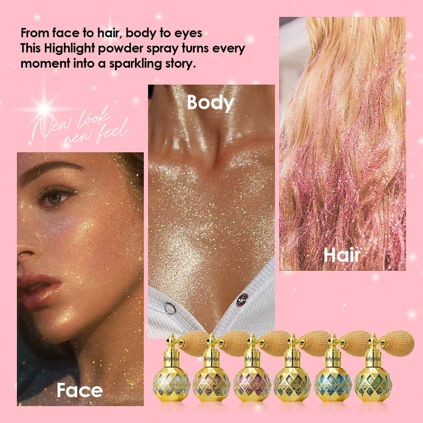 Multi-Color Highlighter Shimmer Spray Powder Body Brightening Glitter Face Makeup Airbag Spray Bottle