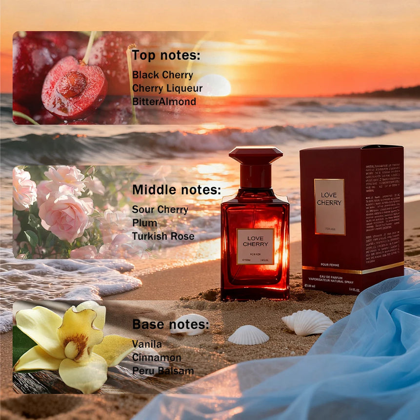 3.4 Oz Men's Eau De Toilette Spray - Men's Amber Spicy Perfume - With Black Cherry, Cherry Liqueur And Bitter Almond - Medium Pe