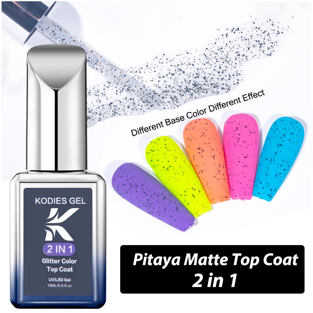 KODIES GEL Diamond Top Coat for Nail Varnish 15ML Super Shine UV Gel Nail Polish Soak Off Semi Permanent Glitter Topcoat No Wipe