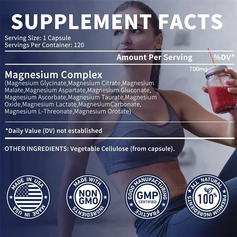 Magnesium 12-IN-1 Complex - Supports Heart and Bone Health, Aids Relaxation, Improves Muscle Strength, and Boosts Immunity