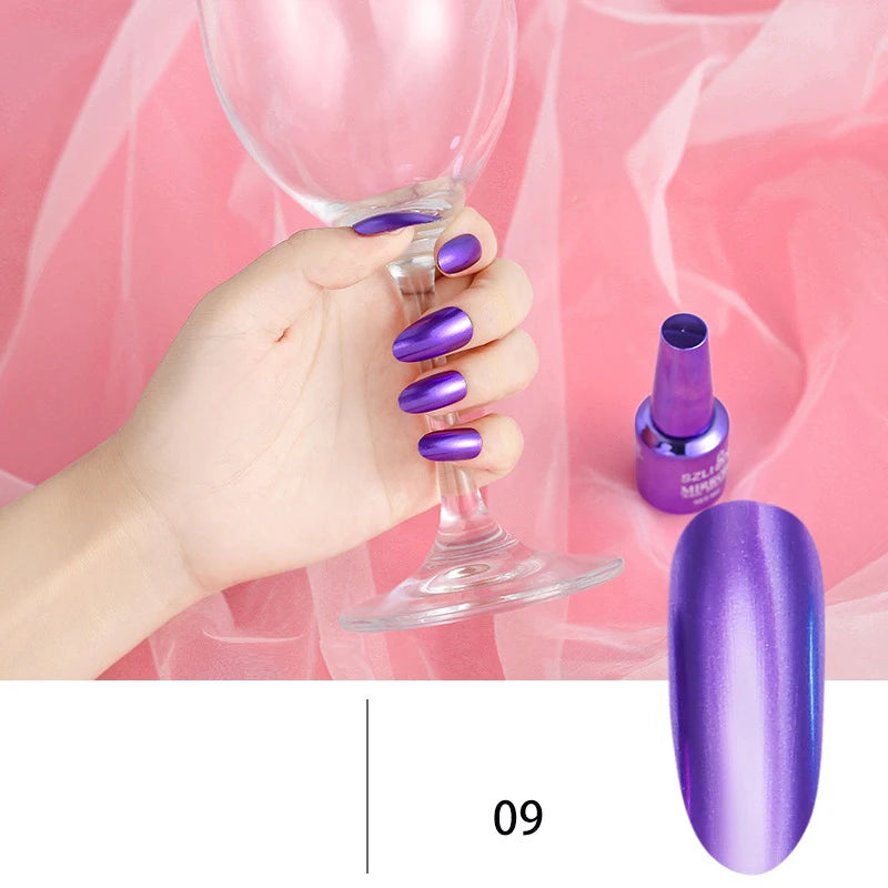 12 Colors Mirror Polish Long-lasting Quick-drying Metallic Silver Purple Rose Gold Nail Polish Is Not Peelable Nails Gel Varnish