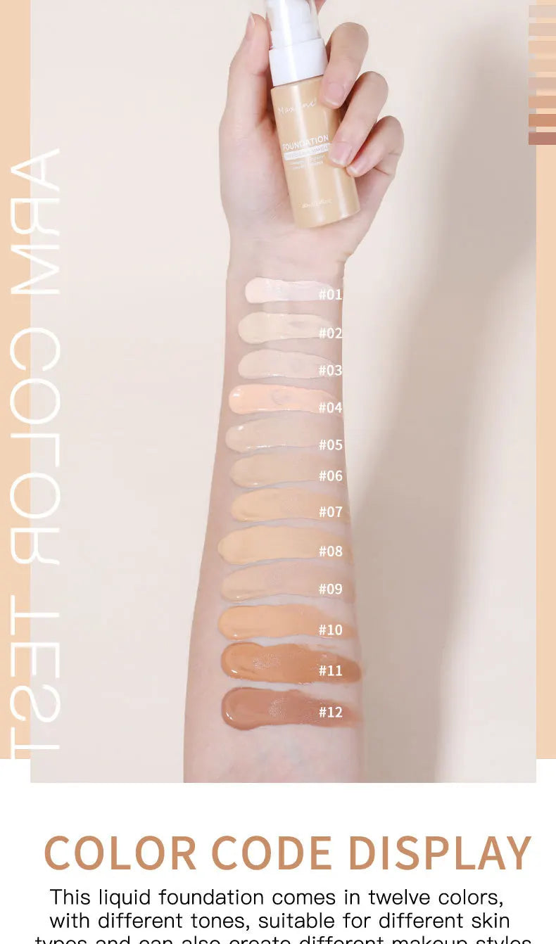 Liquid Foundation | Full Coverage, Conceals Imperfections Effectively, Waterproof & Sweat-Resistant, Professional Makeup for Smooth, Flawless Skin