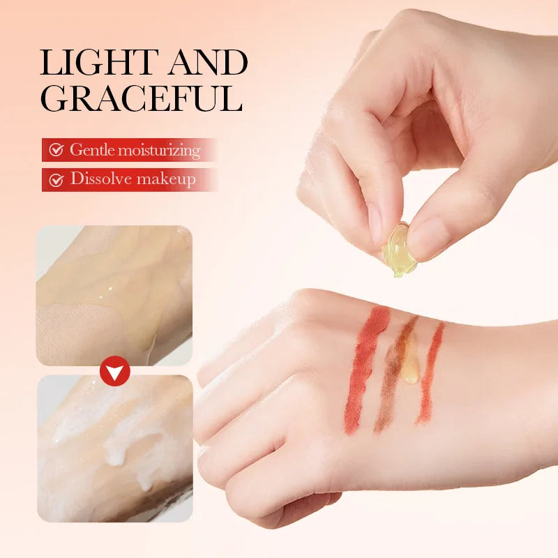 Grapefruit Makeup Remover Capsules - Makeup Remover Oil Cream Cleansing Dissolves Makeup Portable Makeup Remover Capsules