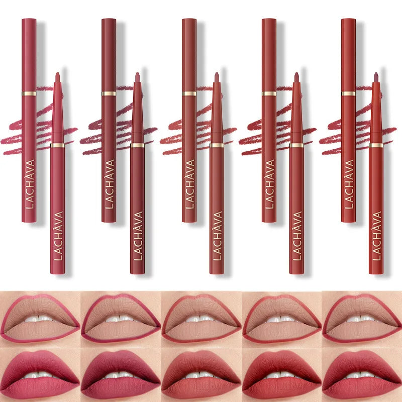 Long-lasting Waterproof Matte Nude Lip Liner - High Pigmentation, Retractable, Smooth Application, Natural Look