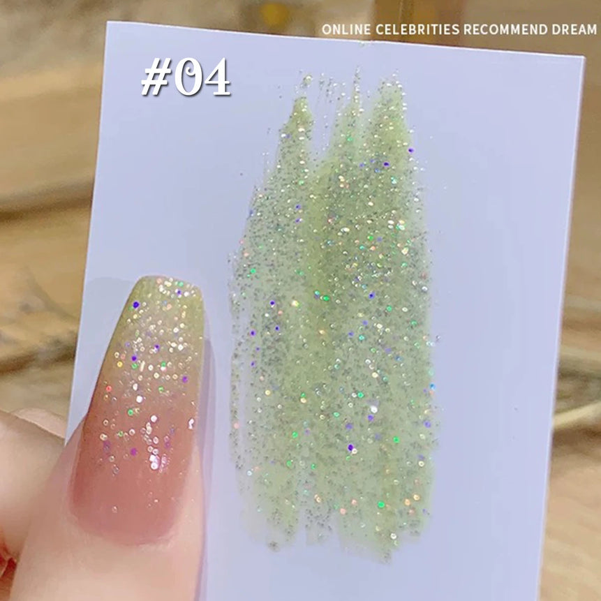 MIANEL1-12pcs 12ML Pink Blue White Green Series With Explosive Glitter Gel Nail Polish, Popular Yun Brocade Diamond Gel Polish