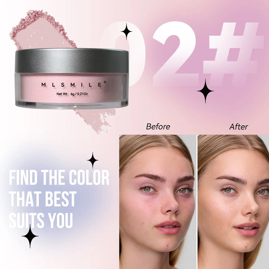 Pink Glitter Setting Powder 4 Color Long Lasting Oil Control Pearlescent Natural Face Matte Shimmer Loose Powder Makeup Cosmetic