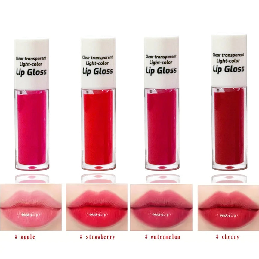 JUJU DREAM 4-Color Lip Gloss Set Water-Gloss Lip Glaze, Moisturizing, Waterproof, Non-Stick Cup, High Pigment & Long-Lasting
