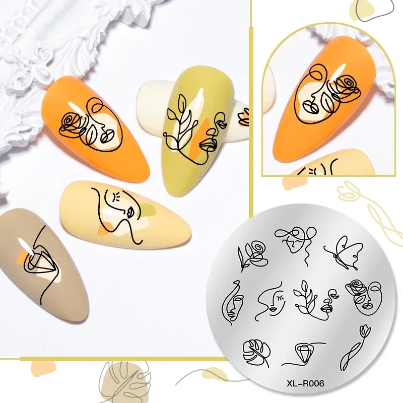 1PC Flower Leaves Line Geometric Stamping Plates Abstract Lady Face Nail Stamp Templates Printing Stencil Nail Art Decoration