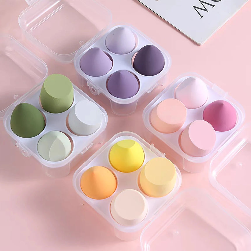 4pcs Makeup Sponge Set | Soft Latex-Free Foundation & Powder Puff | Flawless Blending, Skin-Friendly, Washable