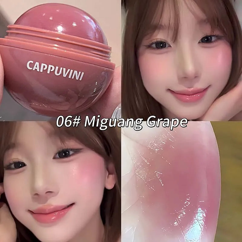 Cappuvini Vitality Juicy Blush Ball Natural Rosy Long-Lasting High Color Blusher Cream Face Makeup Rouge