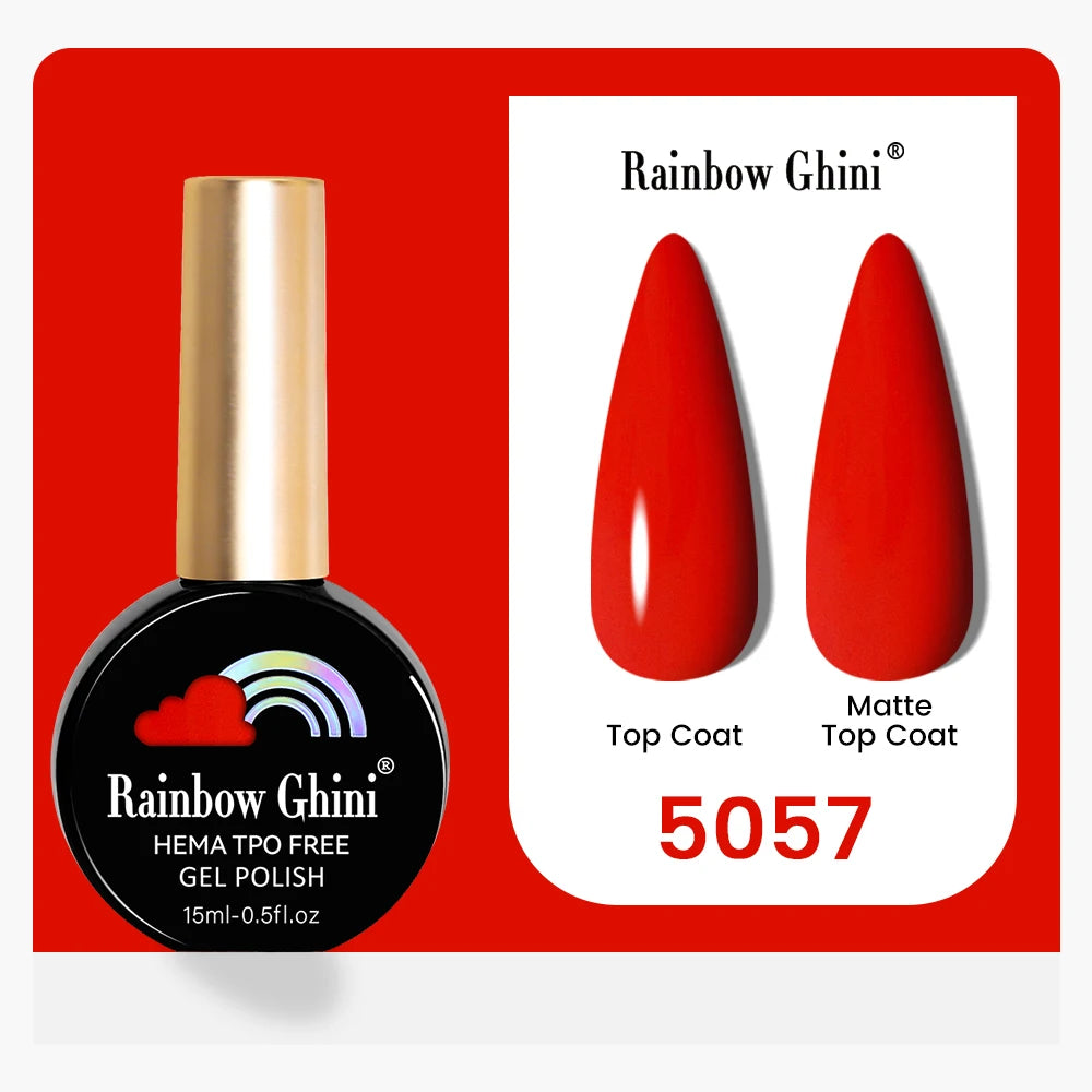 Rainbow Ghini 15ML 146 Colors Long-Lasting Colorful Gel Nail Polish Professional UV/LED Gel Polish Base Coat Matte Top Coat