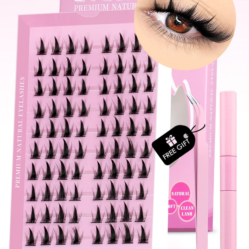 GROINNEYA DIY Lash Kit 10-18mm Manga Lashes Mixed Tray Lash Clusters Individual Eyelashes Kit with Lash Bond DIY Lashes