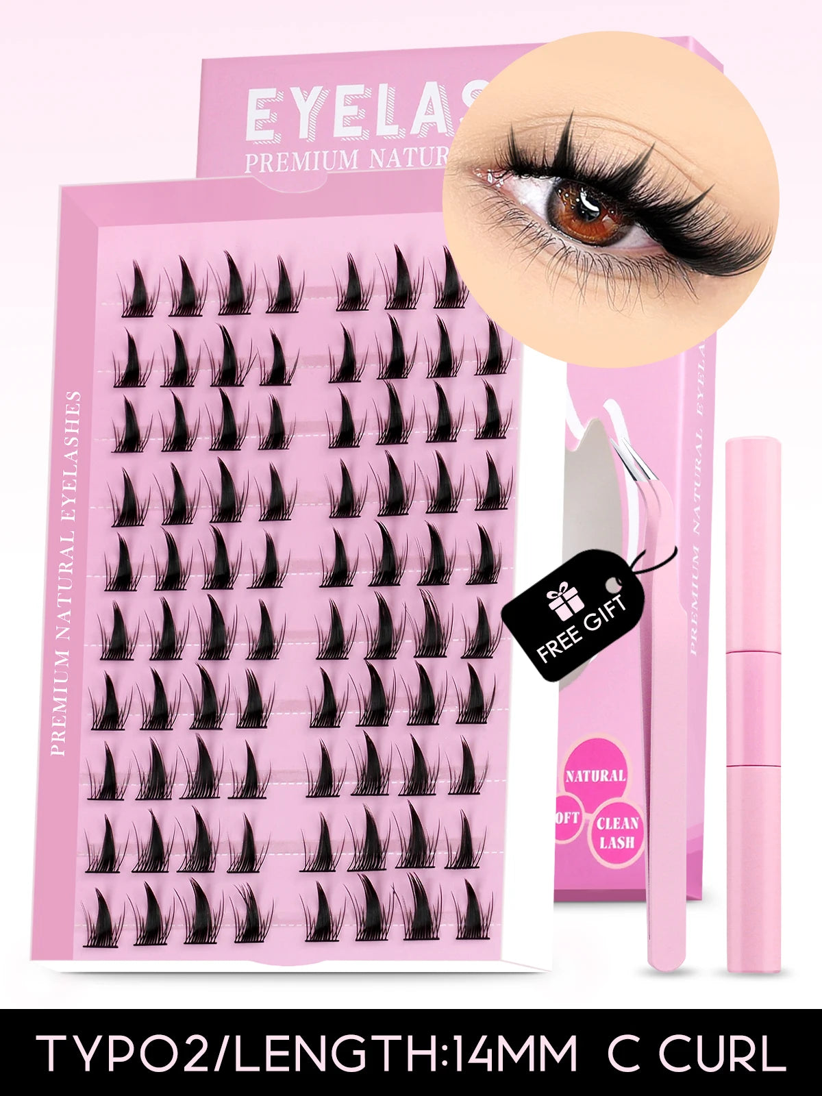 GROINNEYA DIY Lash Kit 10-18mm Manga Lashes Mixed Tray Lash Clusters Individual Eyelashes Kit with Lash Bond DIY Lashes