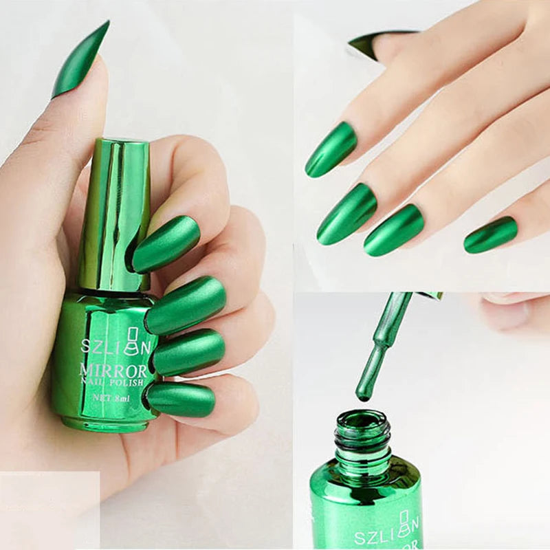 12 Colors Mirror Polish Long-lasting Quick-drying Metallic Silver Purple Rose Gold Nail Polish Is Not Peelable Nails Gel Varnish