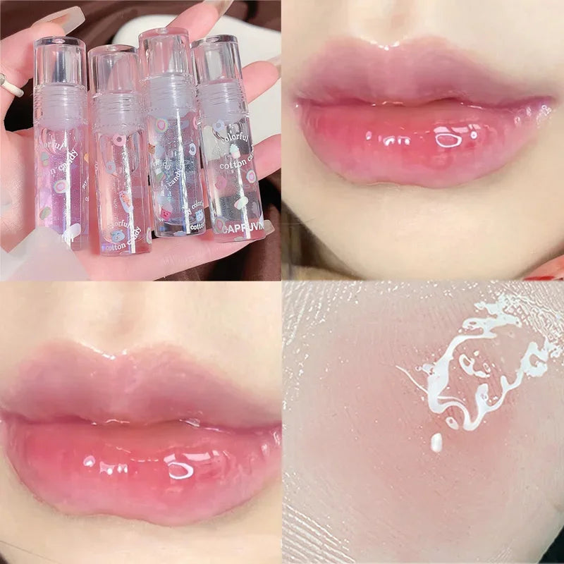 Transparent Mirror Lip Gloss Moisturizing Jelly Lip Oil Lasting Clear Glitter Plumping Liquid Lipstick Lips Care Makeup Cosmetic