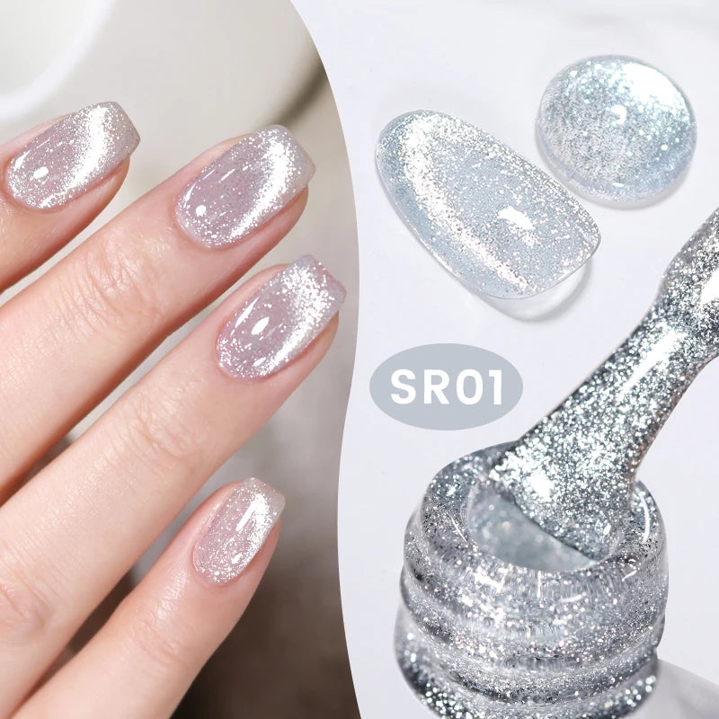 BORN PRETTY 10ml Black Glass Cat Magnetic Gel Nail Polish Silver Gold Glitter Semi Permanent Soak Off UV LED Gel Varnish