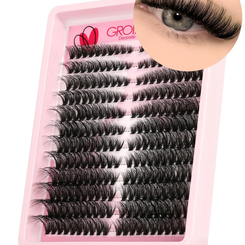 GROINNEYA Lashes Clusters Cat Eyelashes Wispy Individual Lashes Extensions Volume Fluffy Clusters Lashes DIY Eyelashes Makeup